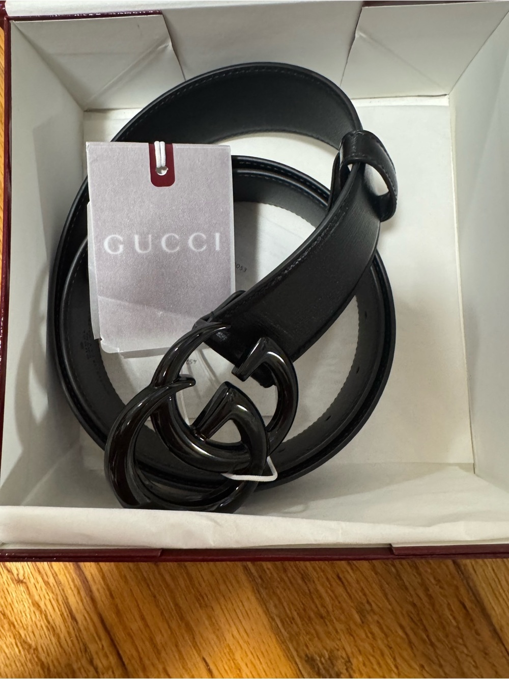 Gucci Black Leather Belt with Black Double G Glossy Buckle